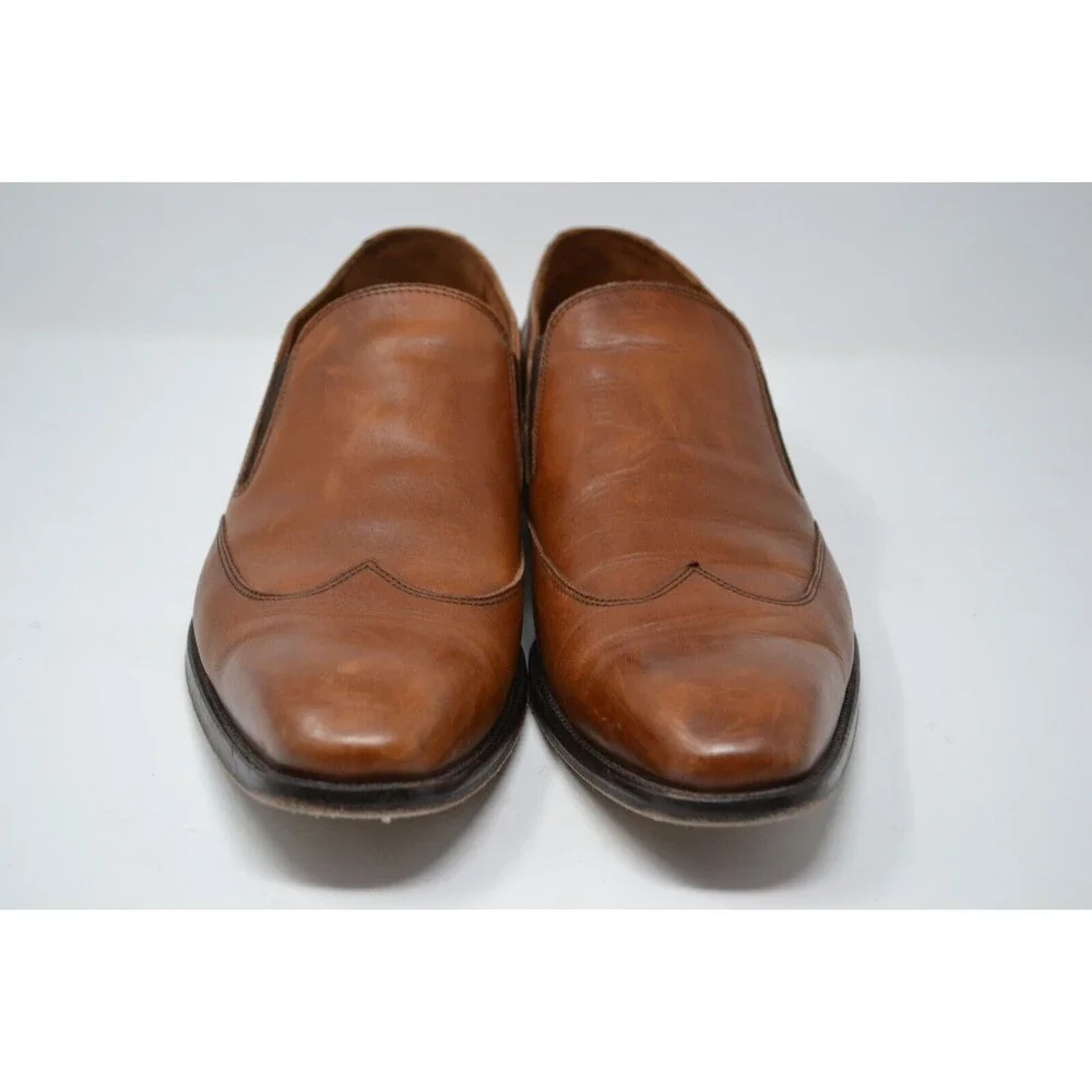 Men's Massimo Matteo Italy 10.5 M Brown Leather Oxford Slip on Dress Shoes‎ 7741